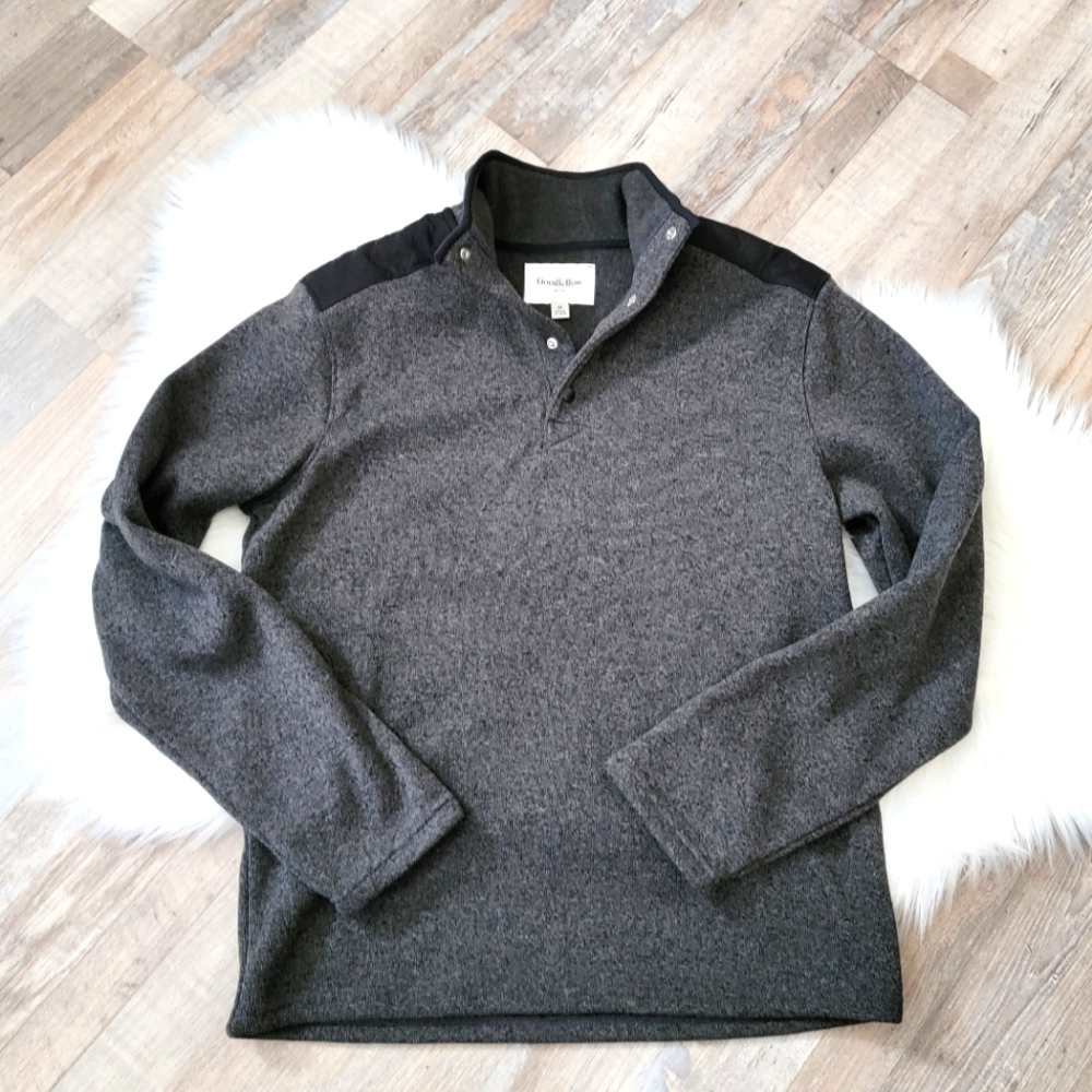Goodfellow ¼ Snap Fleece Dark Heather Gray Pullover Size Medium